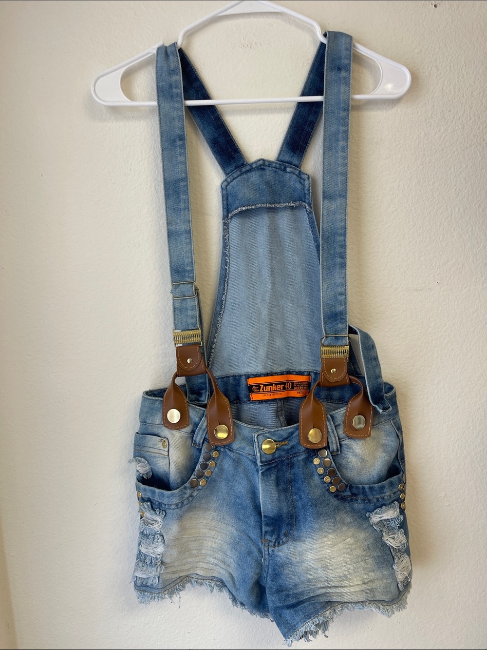 Blue Denim Kids Suspender Shorts